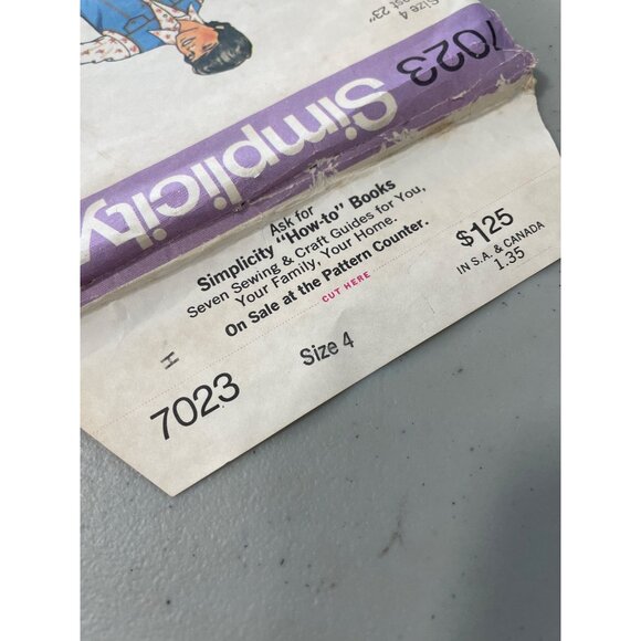 70s Simplicity 7023 Boys Vest Jeans Sewing Pattern Size 4 Applique Transfer CUT - Picture 3 of 6